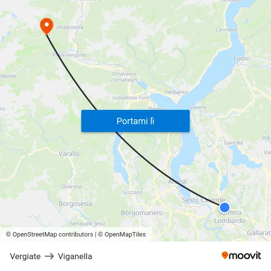 Vergiate to Viganella map