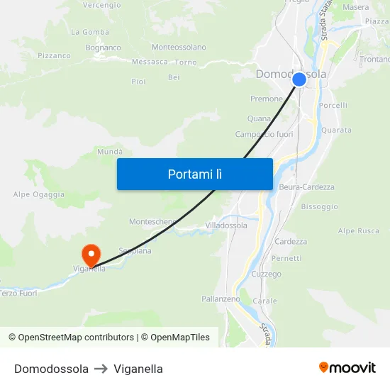 Domodossola to Viganella map
