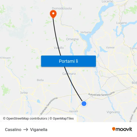 Casalino to Viganella map
