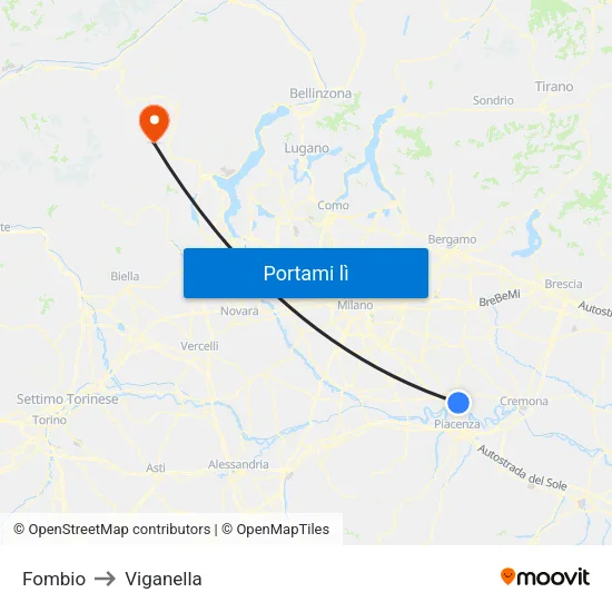 Fombio to Viganella map