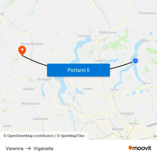 Varenna to Viganella map