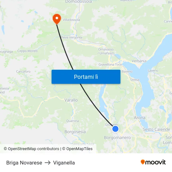 Briga Novarese to Viganella map