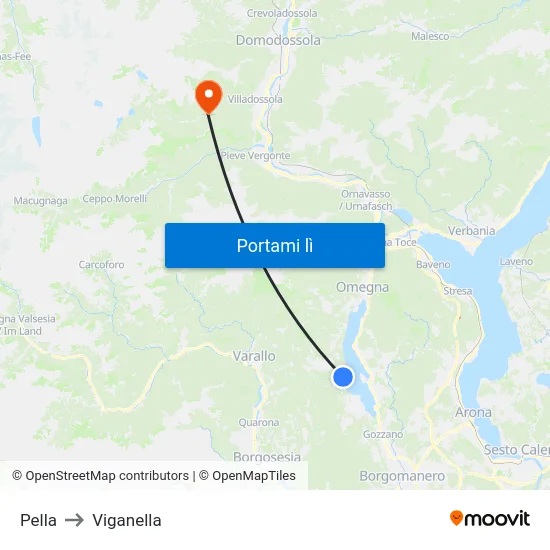Pella to Viganella map