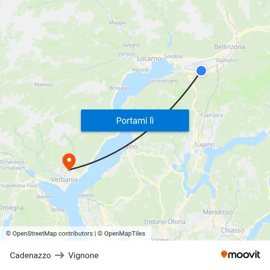 Cadenazzo to Vignone map