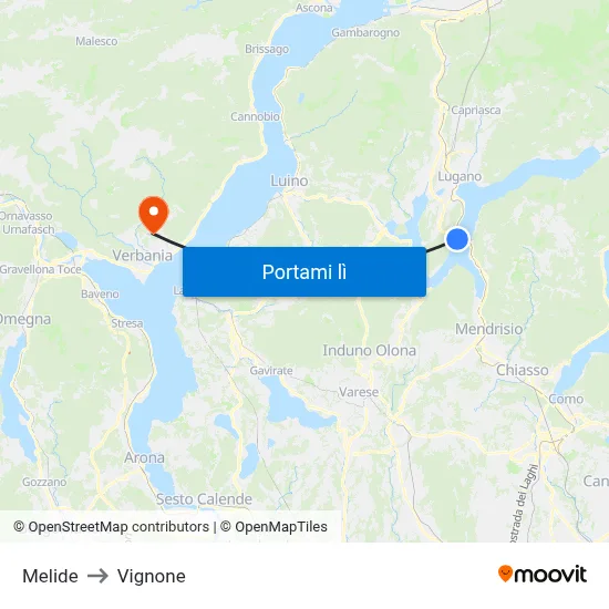 Melide to Vignone map