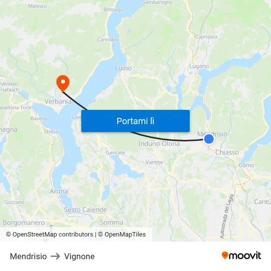 Mendrisio to Vignone map