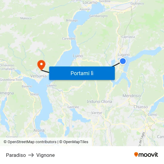 Paradiso to Vignone map