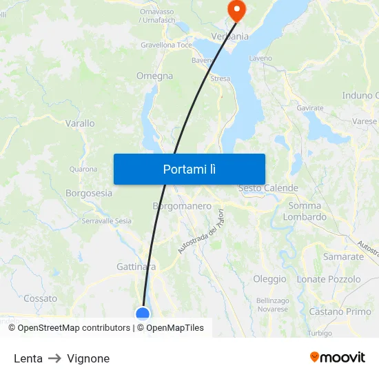Lenta to Vignone map