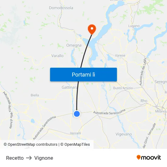 Recetto to Vignone map