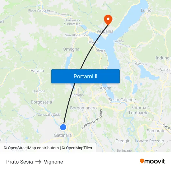 Prato Sesia to Vignone map