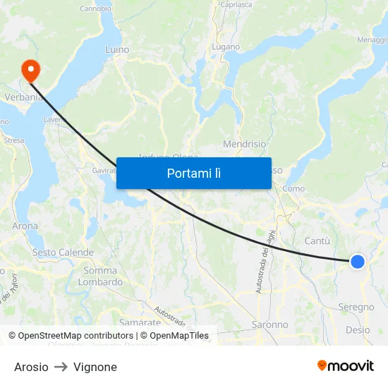 Arosio to Vignone map