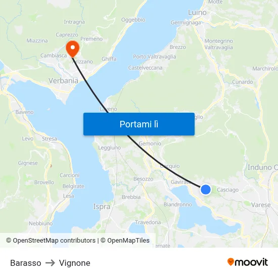 Barasso to Vignone map