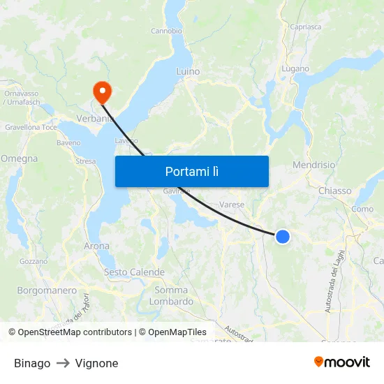 Binago to Vignone map
