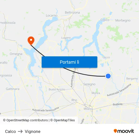 Calco to Vignone map