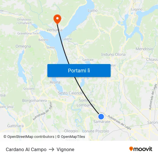 Cardano Al Campo to Vignone map