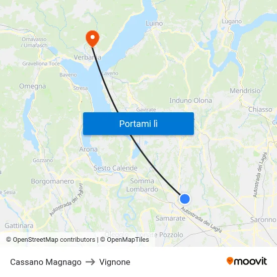 Cassano Magnago to Vignone map
