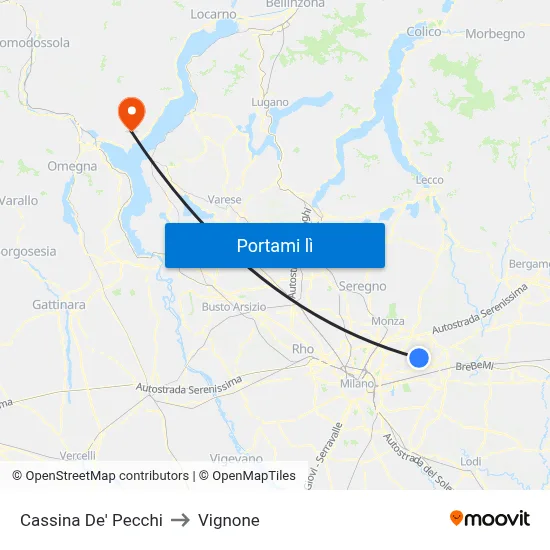 Cassina De' Pecchi to Vignone map