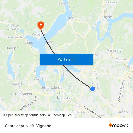 Castelseprio to Vignone map