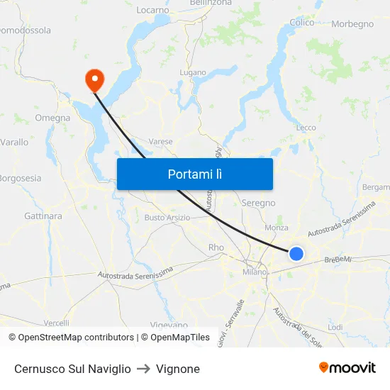 Cernusco Sul Naviglio to Vignone map