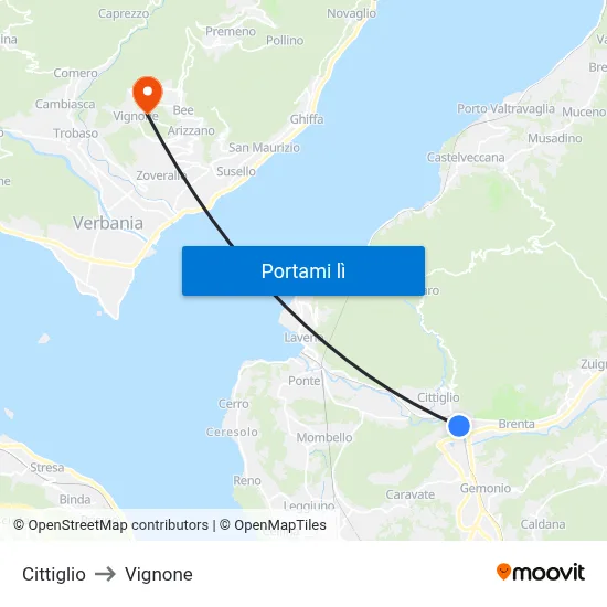 Cittiglio to Vignone map
