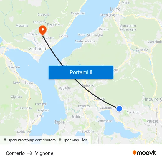 Comerio to Vignone map