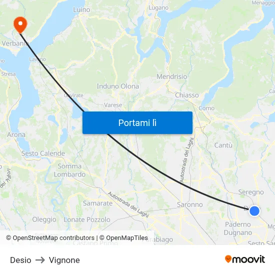 Desio to Vignone map