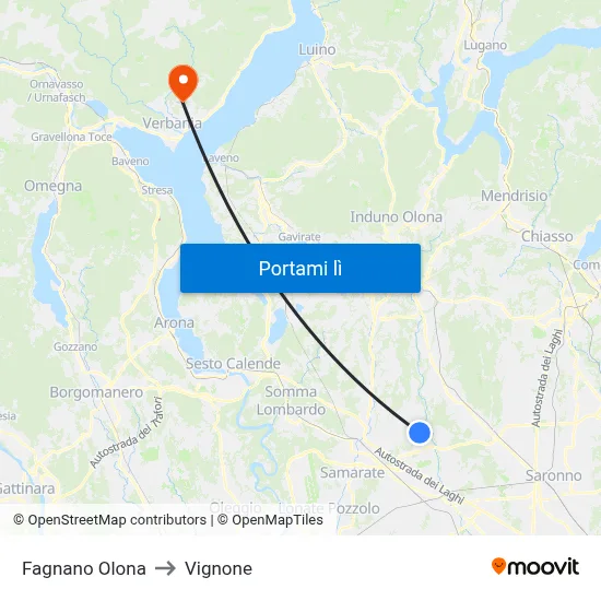 Fagnano Olona to Vignone map