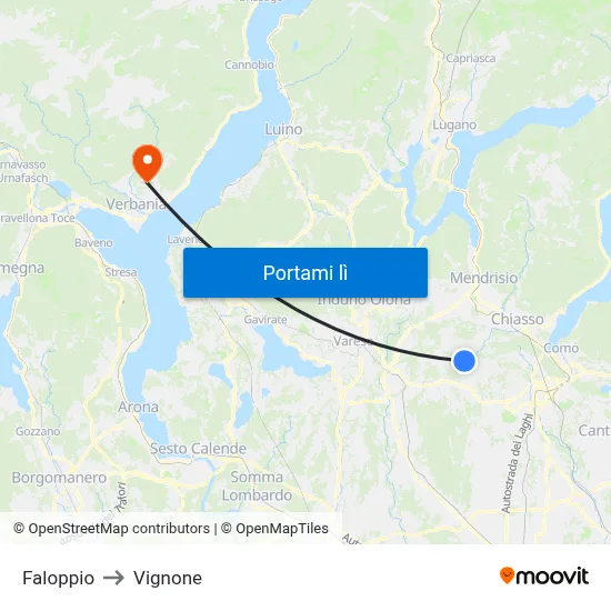 Faloppio to Vignone map