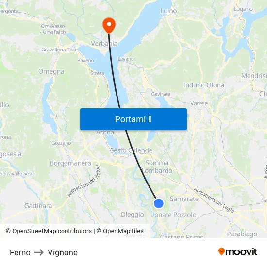 Ferno to Vignone map