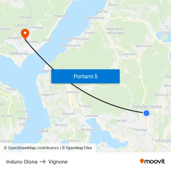 Induno Olona to Vignone map