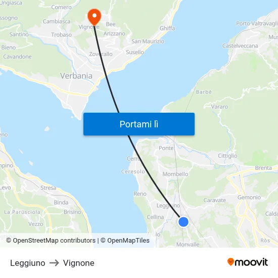 Leggiuno to Vignone map