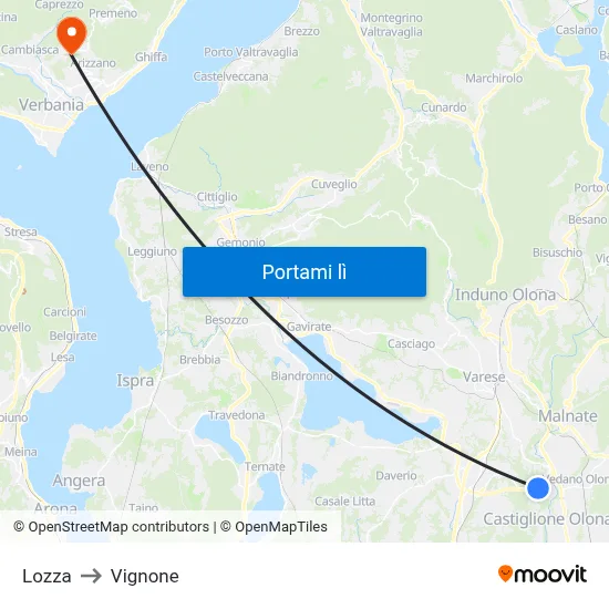 Lozza to Vignone map