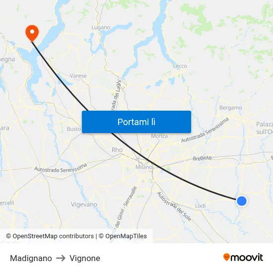 Madignano to Vignone map