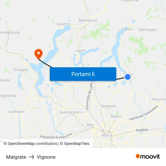Malgrate to Vignone map