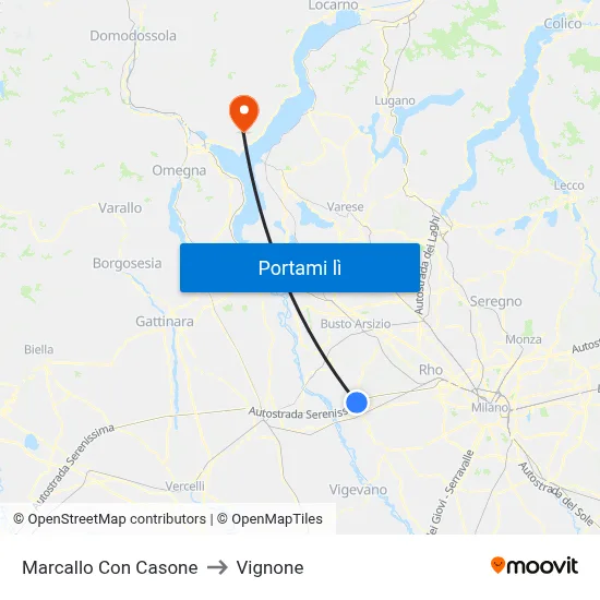 Marcallo Con Casone to Vignone map