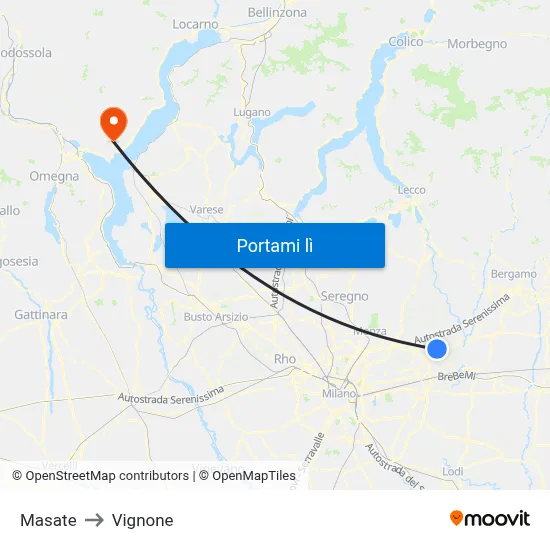 Masate to Vignone map