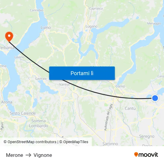 Merone to Vignone map