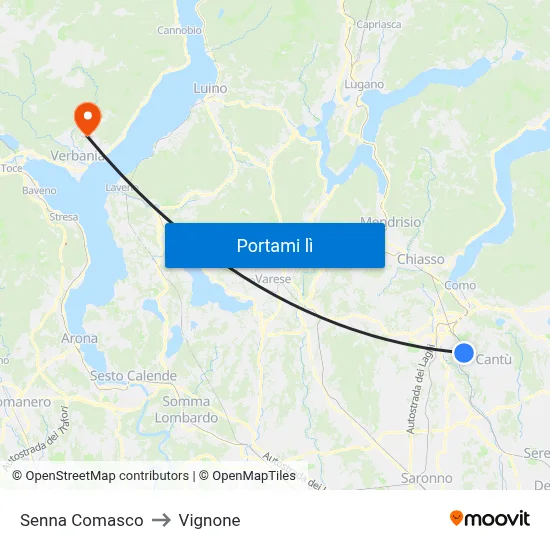Senna Comasco to Vignone map