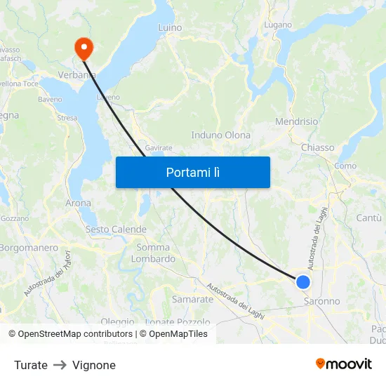 Turate to Vignone map