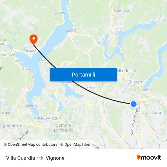 Villa Guardia to Vignone map
