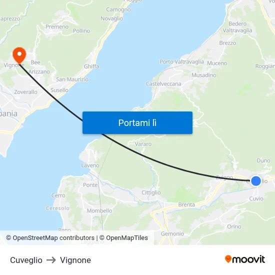Cuveglio to Vignone map