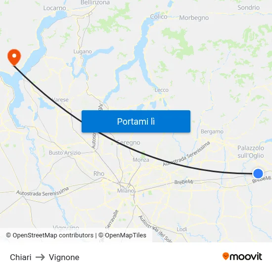 Chiari to Vignone map