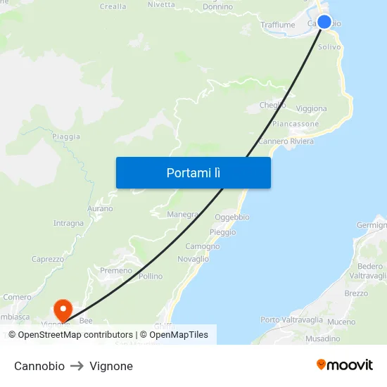 Cannobio to Vignone map