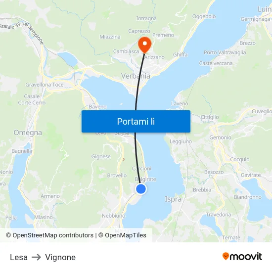 Lesa to Vignone map