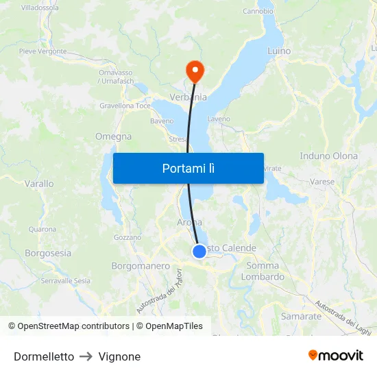 Dormelletto to Vignone map