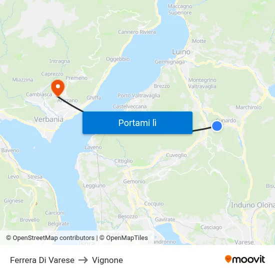 Ferrera Di Varese to Vignone map