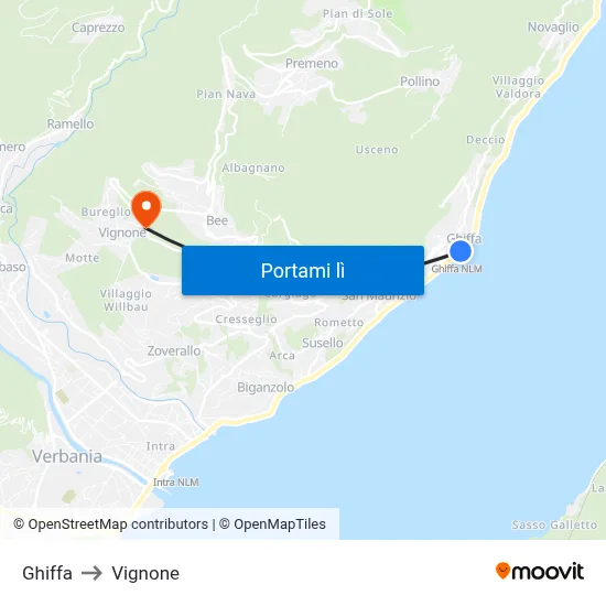 Ghiffa to Vignone map