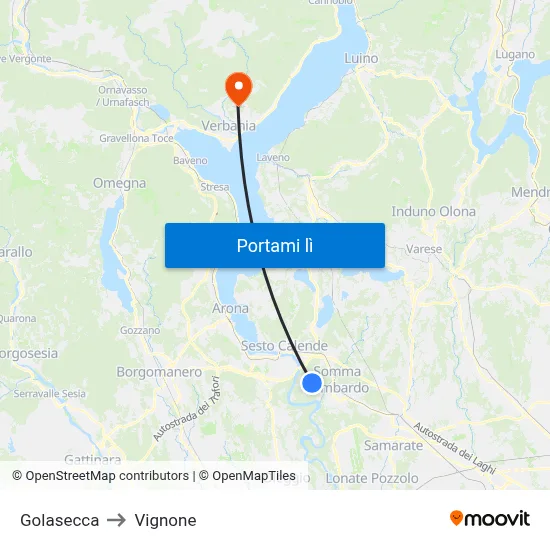 Golasecca to Vignone map