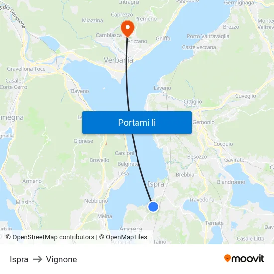 Ispra to Vignone map