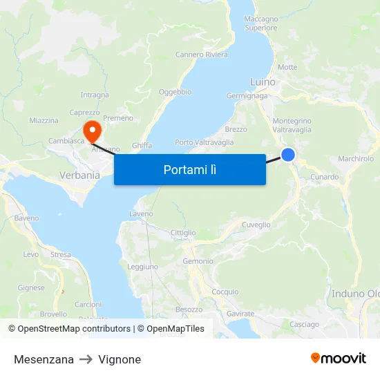 Mesenzana to Vignone map